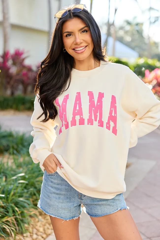 Mama Block Rose Cream Graphic Sweatshirt sold by Pink Lily product image thumbnail 4