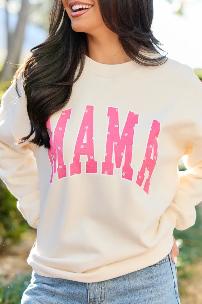 Mama Block Rose Cream Graphic Sweatshirt sold by Pink Lily product image thumbnail 2