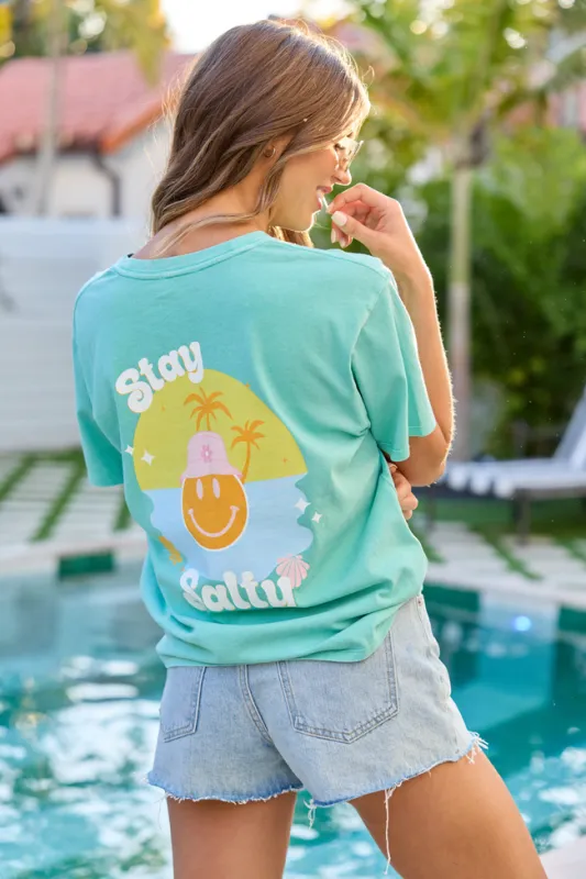 Stay Salty Mint Graphic Tee sold by Pink Lily