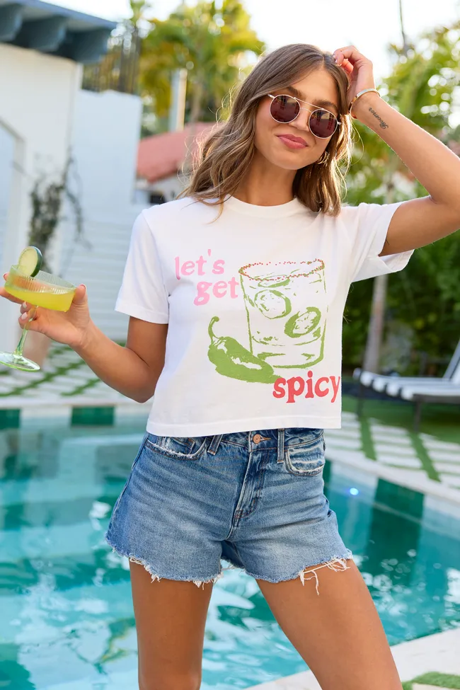 Let's Get Spicy White Women's Boxy Graphic Tee sold by Pink Lily product image thumbnail 3