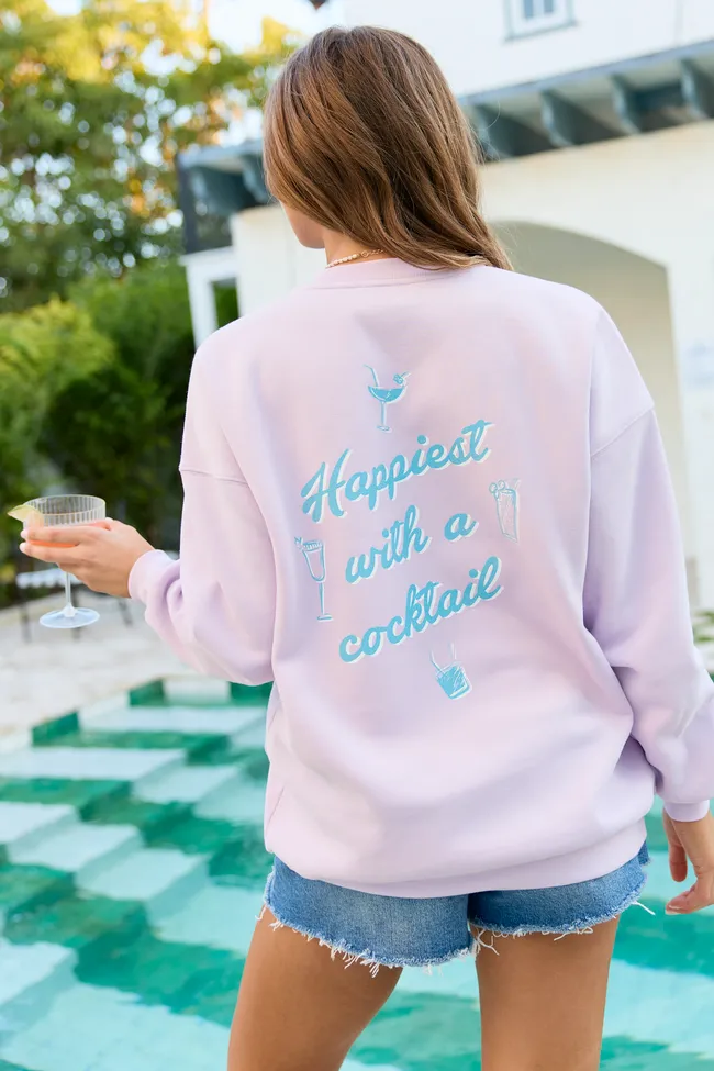 Happiest With A Cocktail Purple Graphic Sweatshirt sold by Pink Lily
