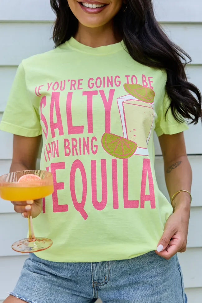 Be Salty Bring Tequila Neon Yellow Graphic Tee sold by Pink Lily product image thumbnail 2