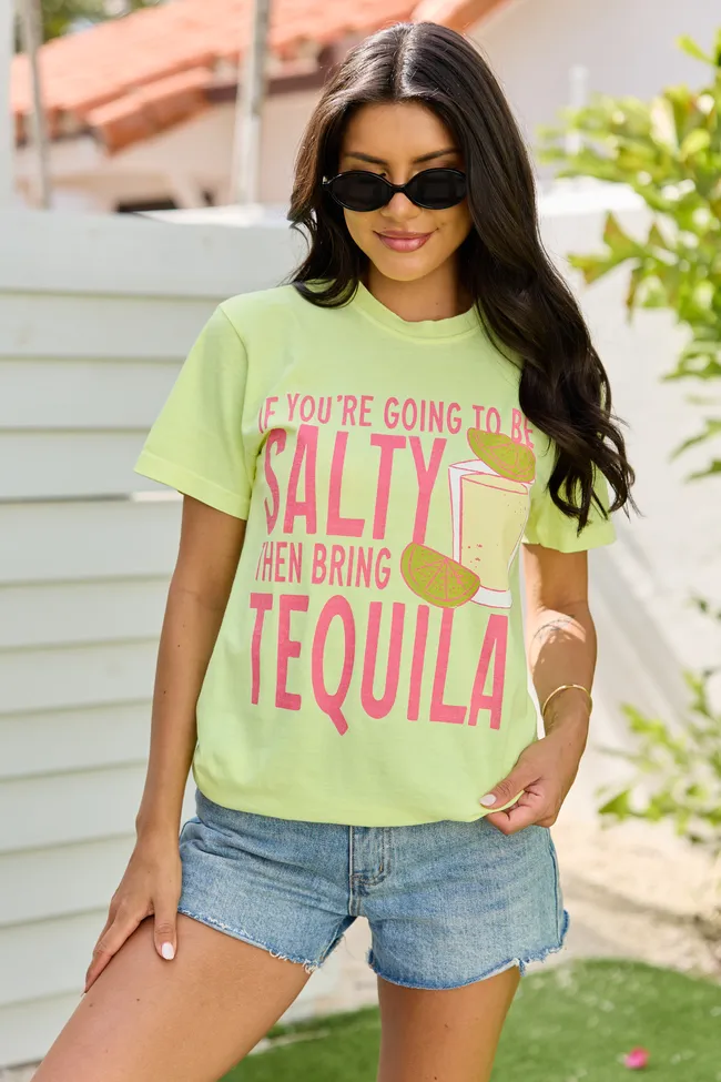 Be Salty Bring Tequila Neon Yellow Graphic Tee sold by Pink Lily product image thumbnail 4