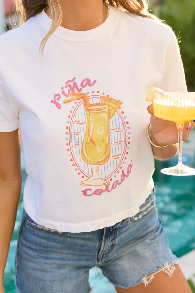 Pina Colada White Women's Boxy Graphic Tee sold by Pink Lily product image thumbnail 2