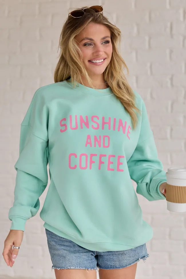 Sunshine And Coffee Mint Graphic Sweatshirt sold by Pink Lily product image thumbnail 4