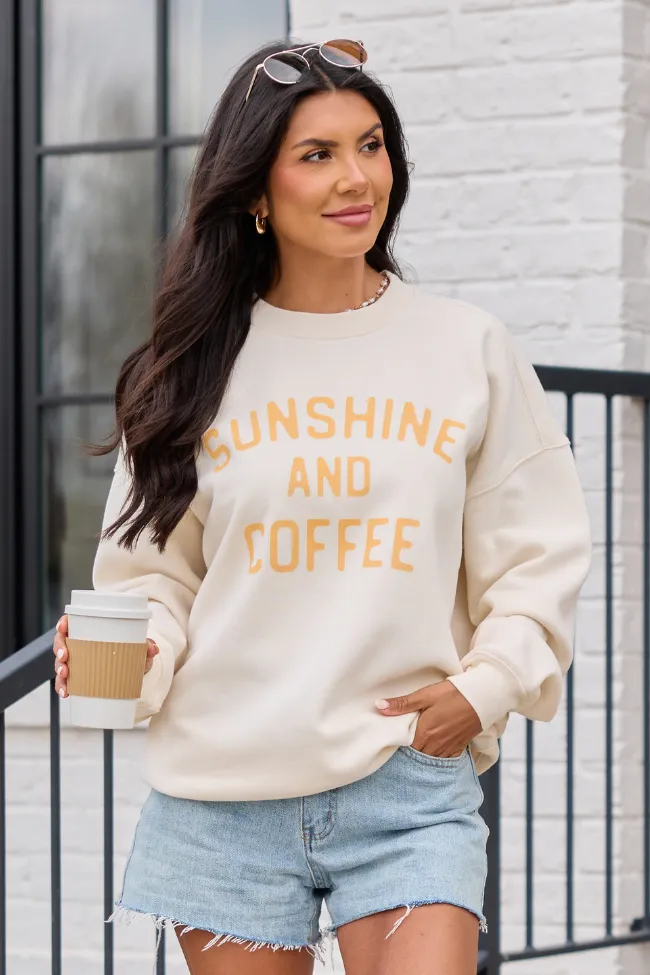 Sunshine And Coffee Cream Graphic Sweatshirt sold by Pink Lily