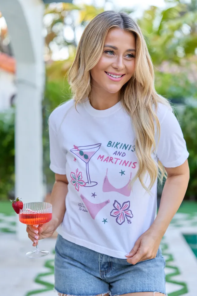 Bikinis And Martinis White Boxy Graphic Tee sold by Pink Lily product image thumbnail 4