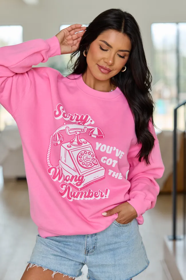 Sorry, Wrong Number! Pink Graphic Sweatshirt sold by Pink Lily product image thumbnail 2