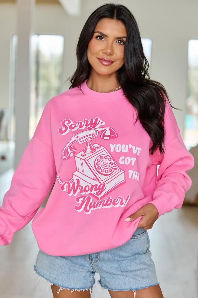 Sorry, Wrong Number! Pink Graphic Sweatshirt sold by Pink Lily product image thumbnail 4
