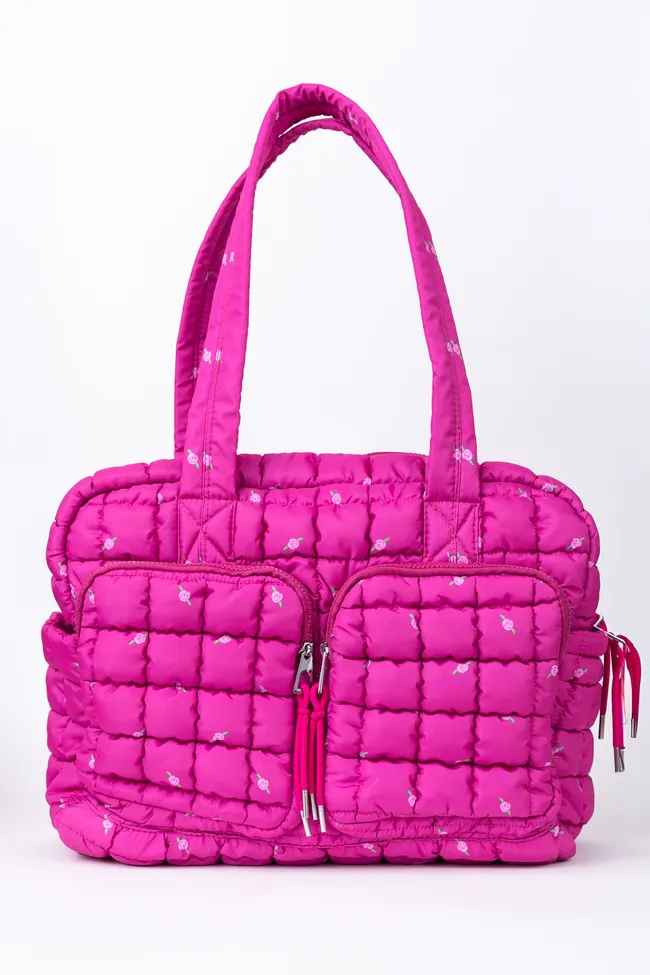 Haylie Fuchsia Petal Pop Quilted Weekender sold by Pink Lily product image thumbnail 2