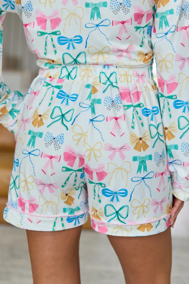 Take A Bow Mutli Pastel Pajama Shorts sold by Pink Lily product image thumbnail 4