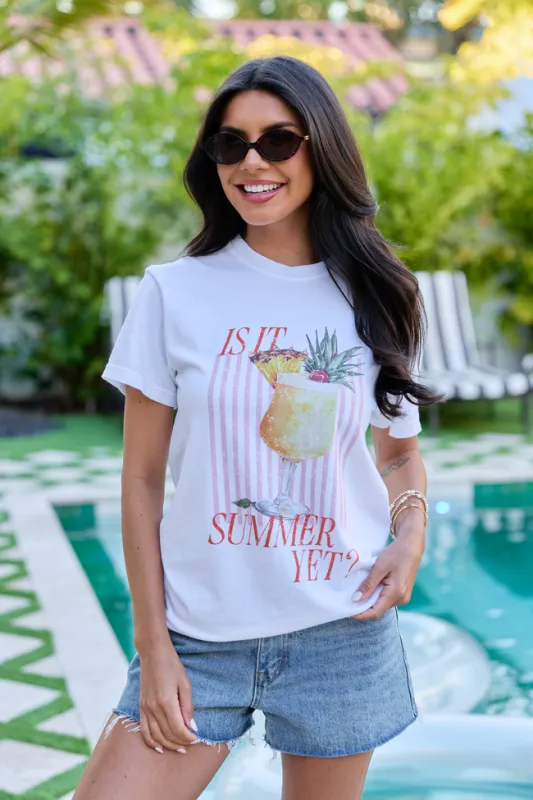 Is It Summer Yet White Graphic Tee made by Pink Lily