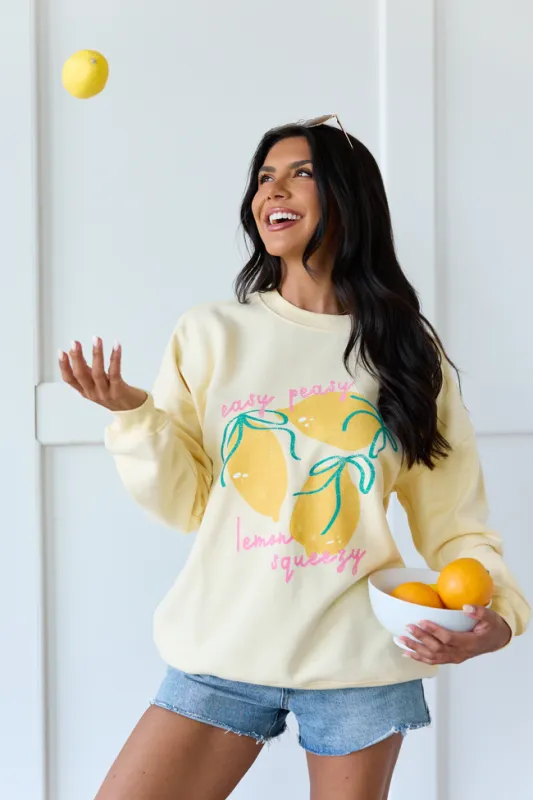 Easy Peasy Yellow Graphic Sweatshirt made by Pink Lily
