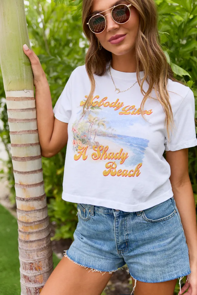 Noboby Likes A Shady Beach White Boxy Graphic Tee sold by Pink Lily product image thumbnail 4