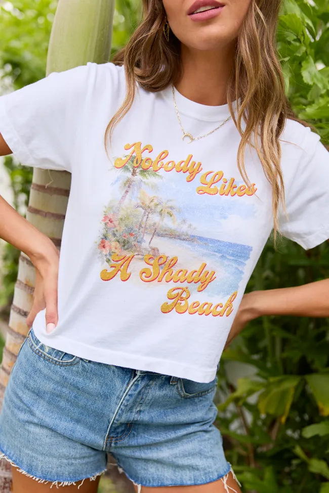 Noboby Likes A Shady Beach White Boxy Graphic Tee sold by Pink Lily product image thumbnail 2