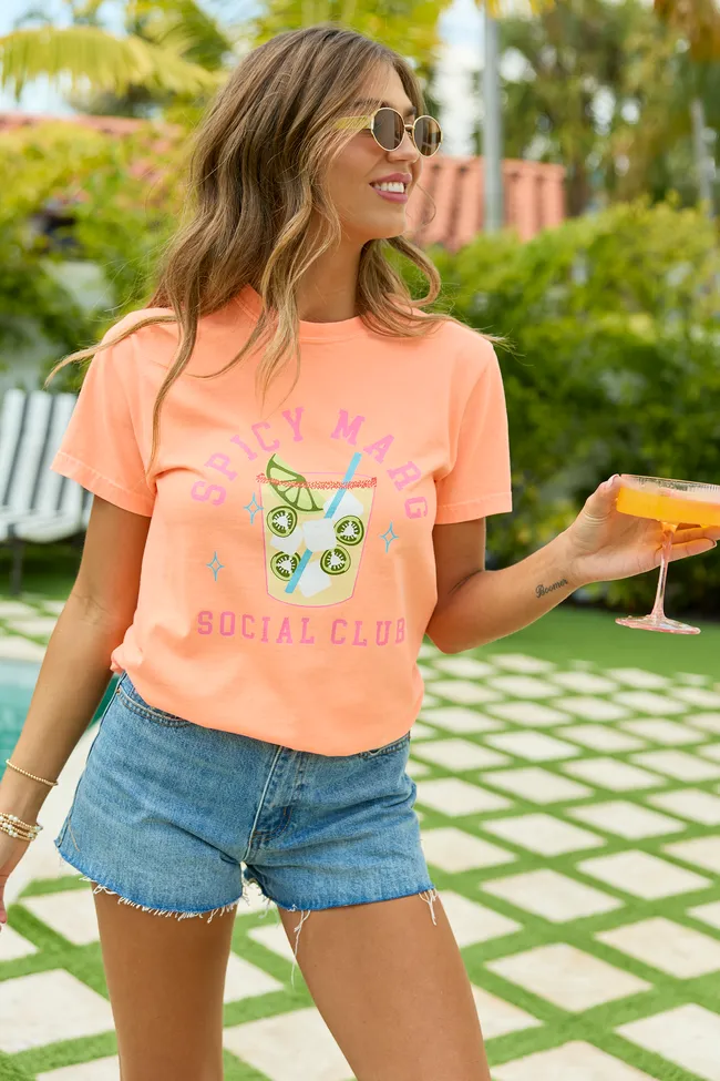 Spicy Marg Social Club Neon Orange Graphic Tee sold by Pink Lily product image thumbnail 2