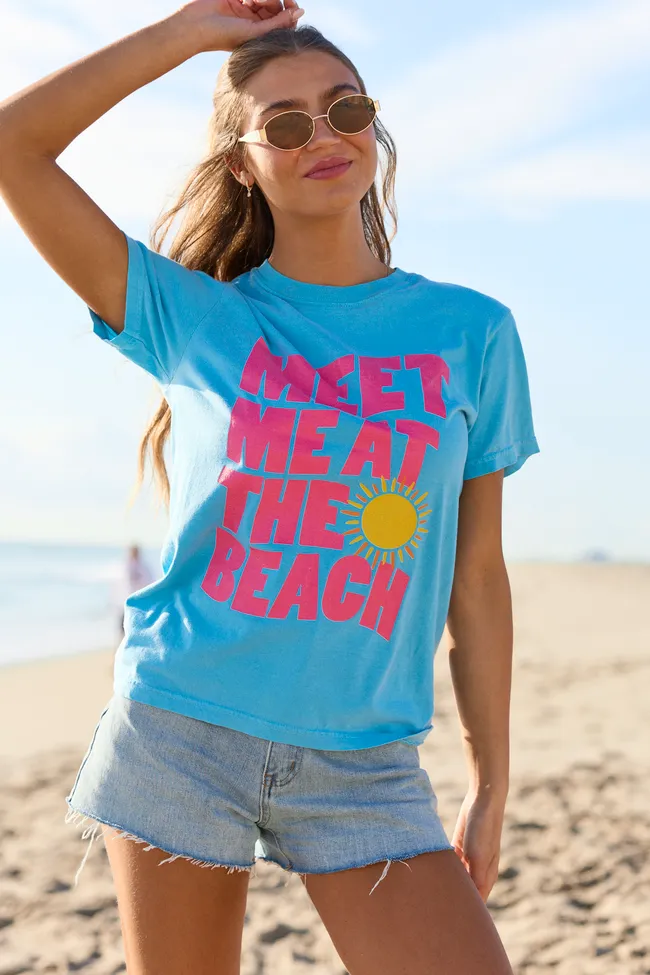 Meet Me At The Beach Blue Comfort Colors Graphic Tee sold by Pink Lily product image thumbnail 4