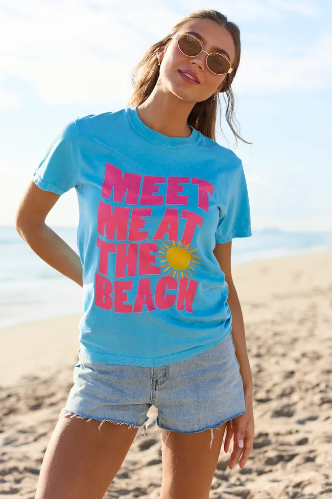 Meet Me At The Beach Blue Comfort Colors Graphic Tee sold by Pink Lily product image thumbnail 2