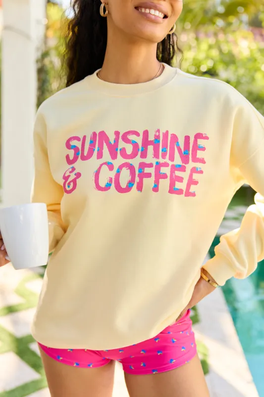 Sunshine and Coffee Yellow Graphic Sweatshirt sold by Pink Lily