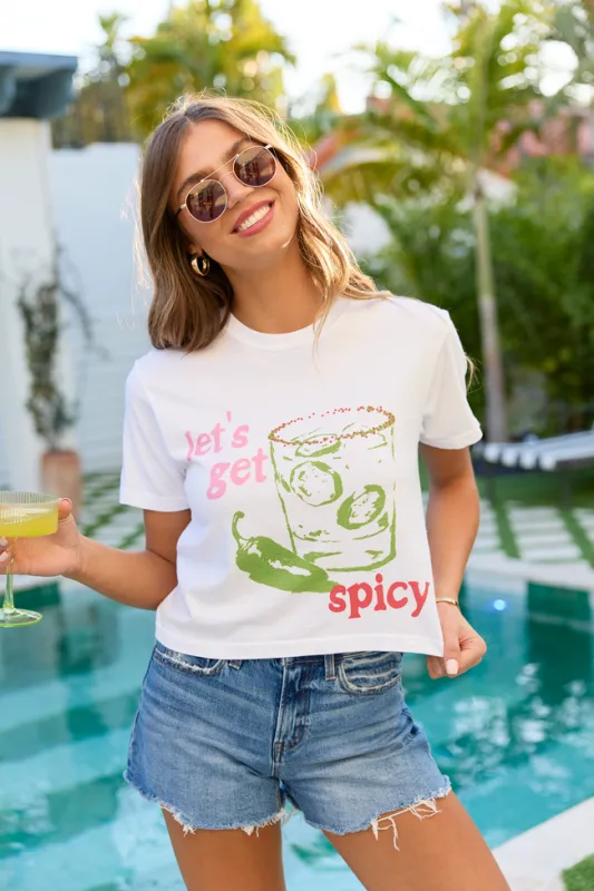 Let's Get Spicy White Boxy Graphic Tee made by Pink Lily