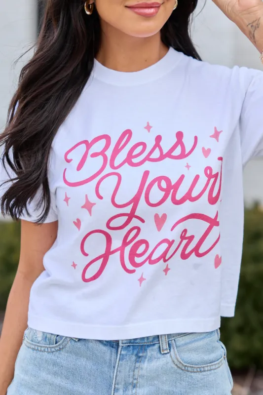 Bless Your Heart White Boxy Graphic Tee made by Pink Lily
