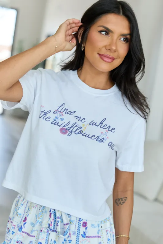 Wildflowers White Boxy Graphic Tee sold by Pink Lily