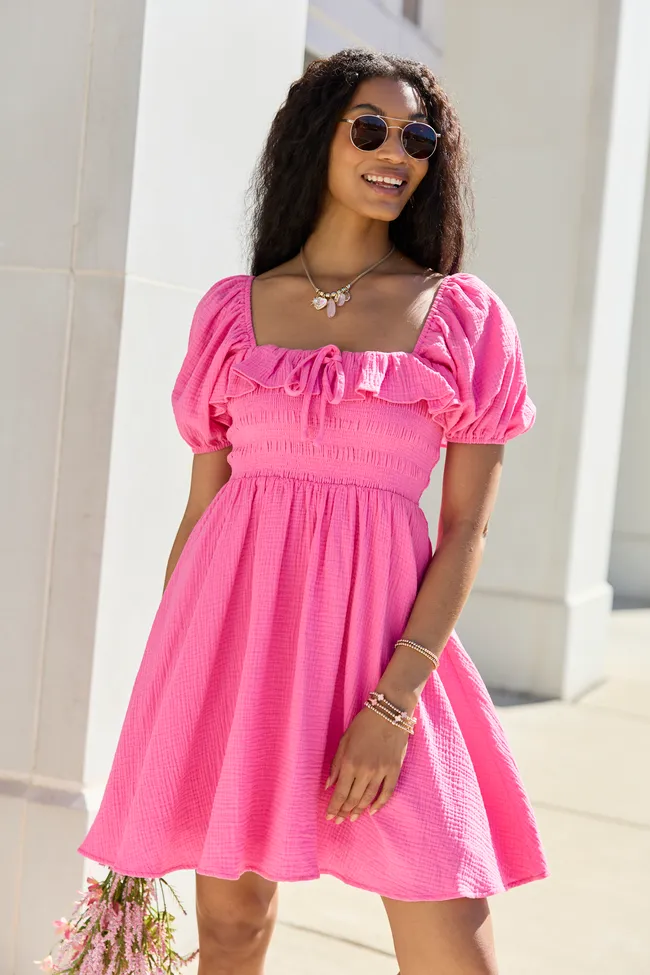 Monica Pink Smocked Top Dress sold by Pink Lily product image thumbnail 3