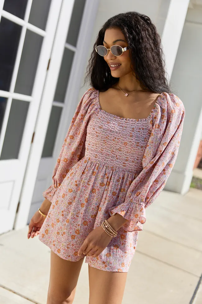 Millie Pink Floral Smocked Top Romper sold by Pink Lily product image thumbnail 3