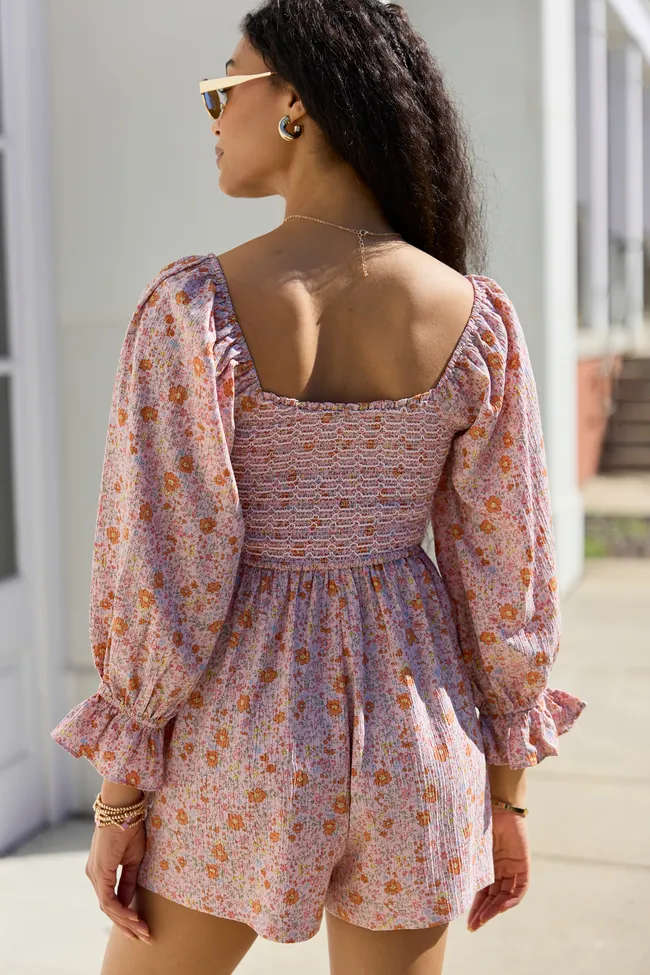 Millie Pink Floral Smocked Top Romper sold by Pink Lily product image thumbnail 5