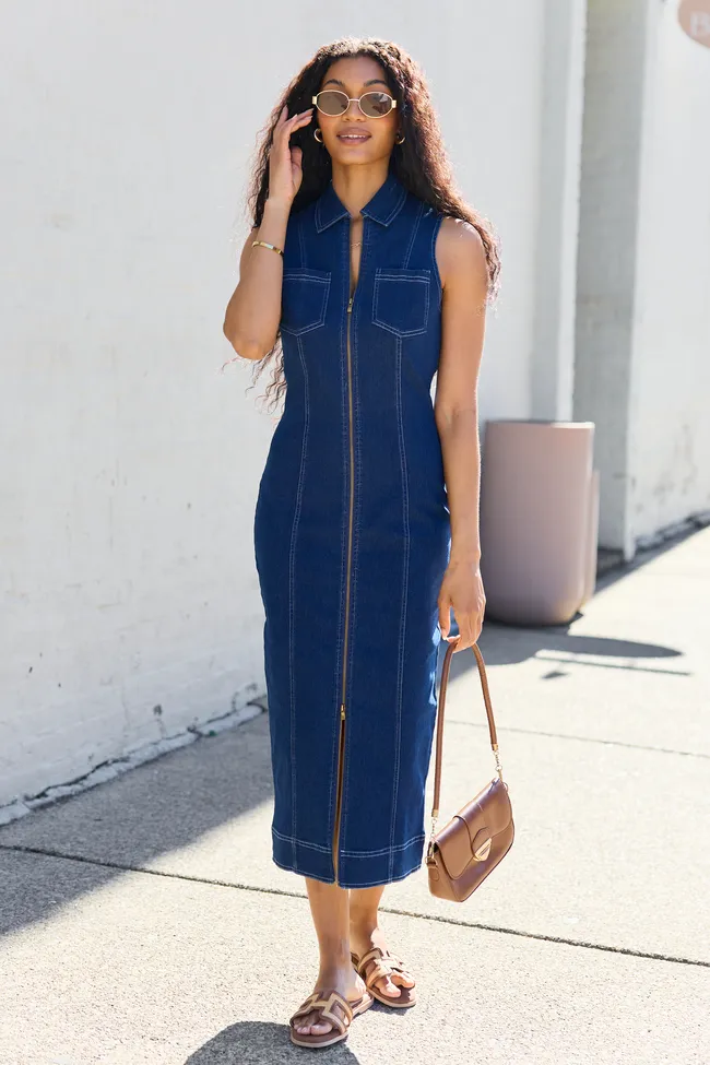 Amira Denim Midi Dress SALE sold by Pink Lily product image thumbnail 2