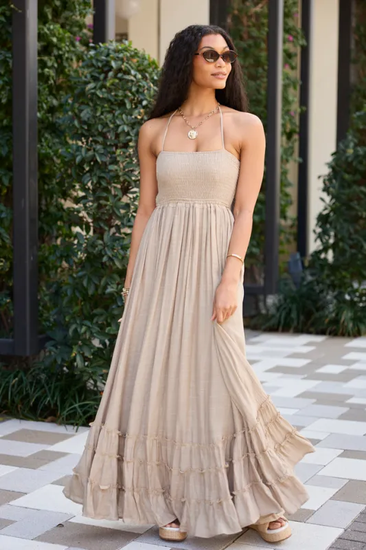 Soleil Taupe Maxi Dress made by HYFVE
