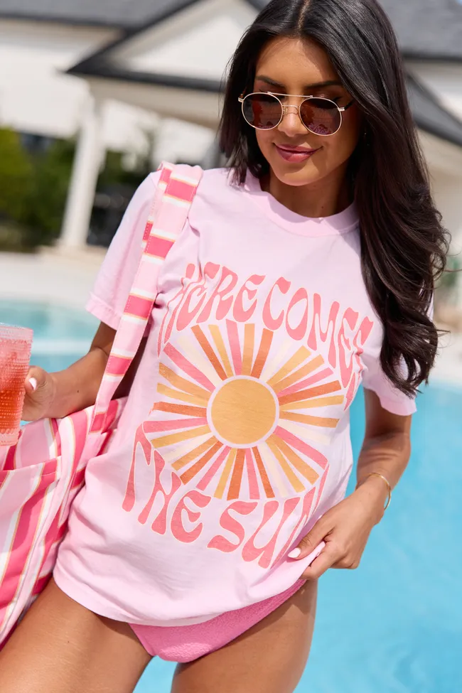 GWP - Here Comes The Sun Light Pink Graphic Tee sold by Pink Lily