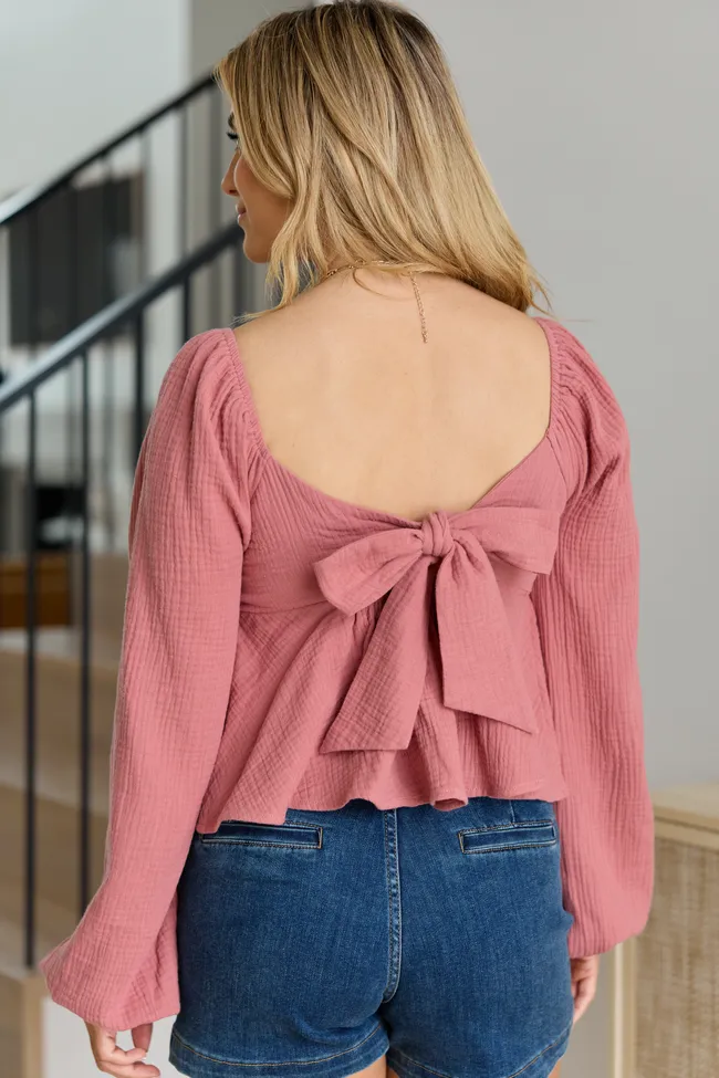 Liora Mauve Tie Back Peplum Top sold by Pink Lily product image thumbnail 5