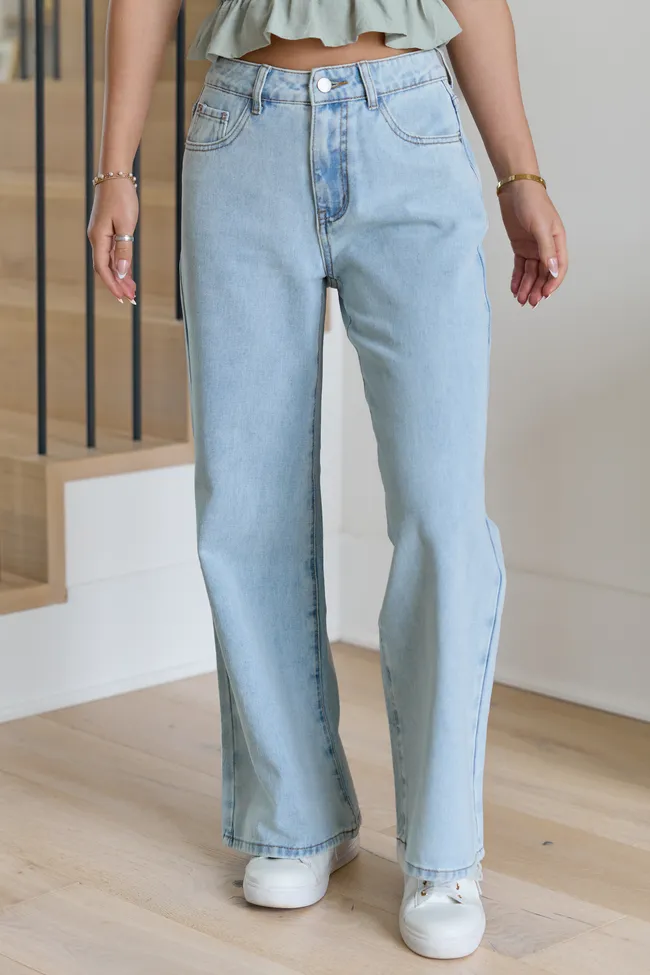 Ines Light Wash Wide Leg Denim Jean sold by Pink Lily product image thumbnail 2