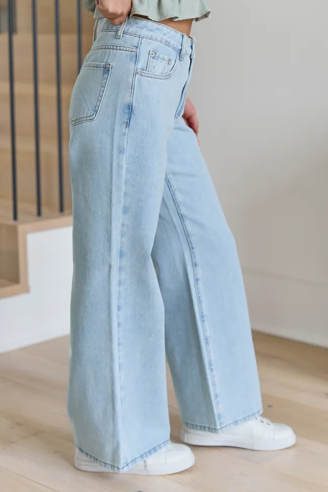 Ines Light Wash Wide Leg Denim Jean sold by Pink Lily product image thumbnail 3