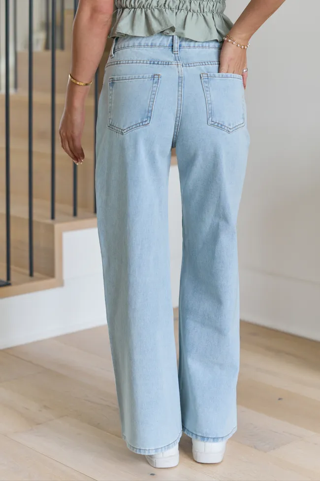 Ines Light Wash Wide Leg Denim Jean sold by Pink Lily product image thumbnail 4
