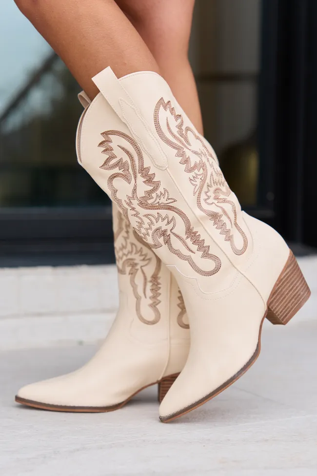 Amaya Beige Cowboy Boot sold by Pink Lily