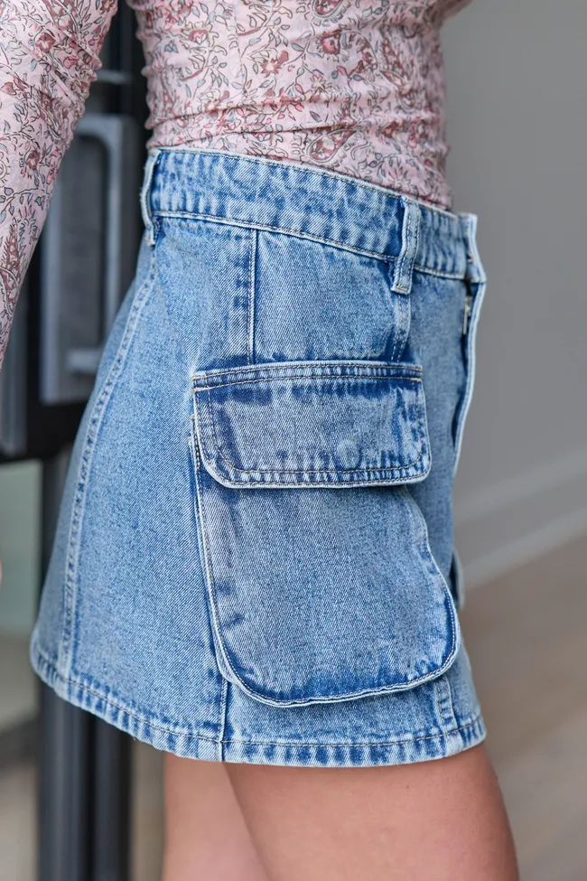 Drew Medium Wash Denim Cargo Skirt sold by Pink Lily product image thumbnail 3