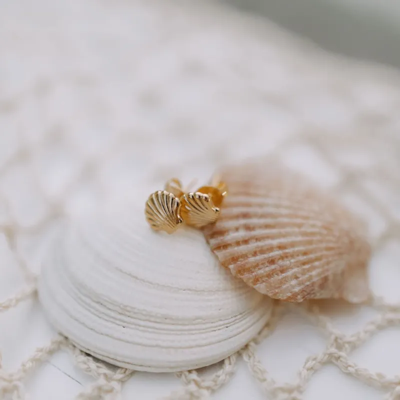 Sea Shell Stud Earrings sold by Pink Lily