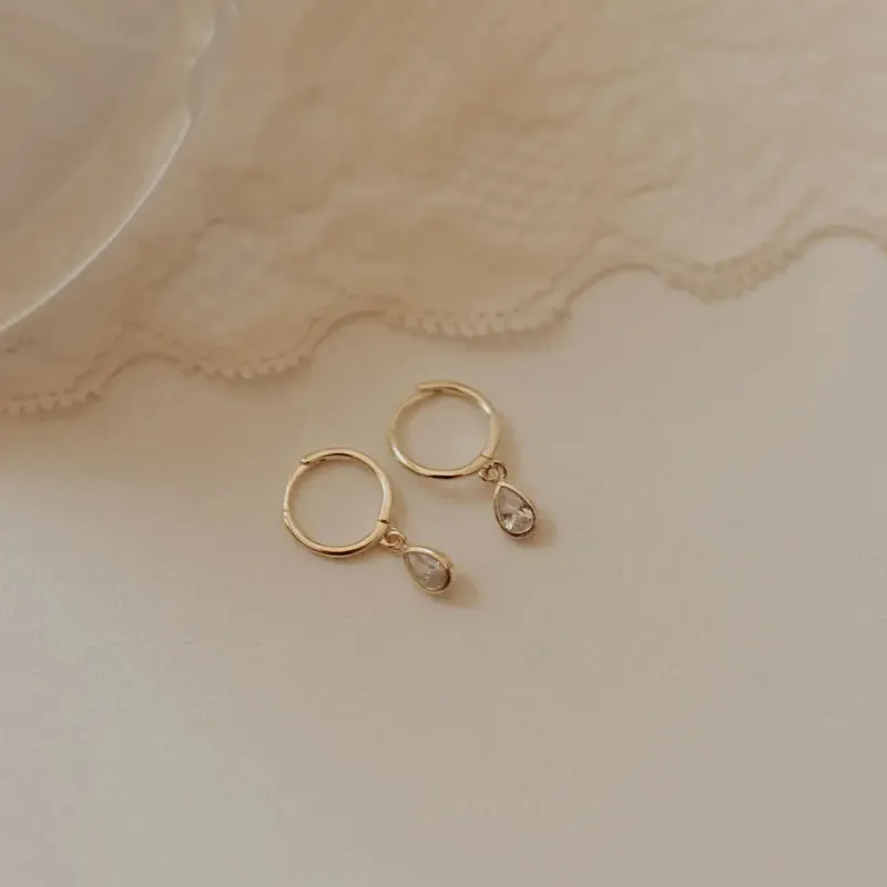 April Raindrop Dangle Hoop Earrings made by Pink Lily