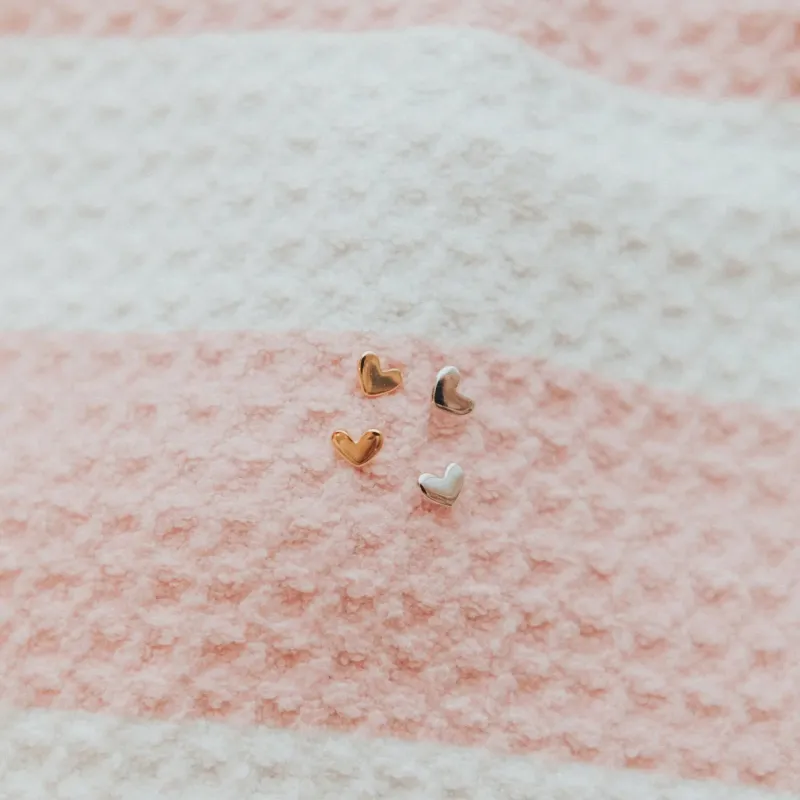 Mini Heart Stud Earrings made by Pink Lily