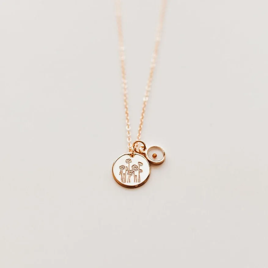 Poppy Necklace with Mustard Seed sold by Pink Lily
