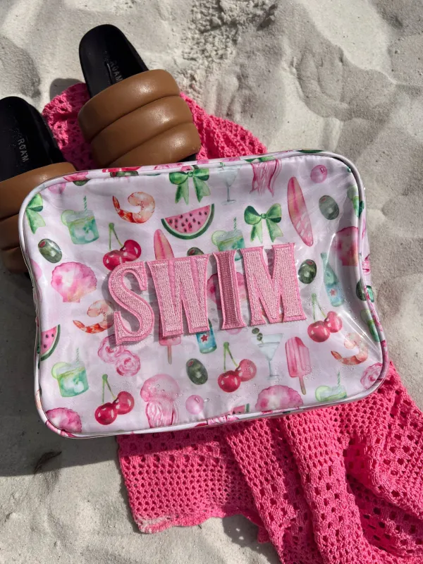 KenzKustomz Pink Summer Spritz Clear Coat XL Bag - Swim made by Pink Lily