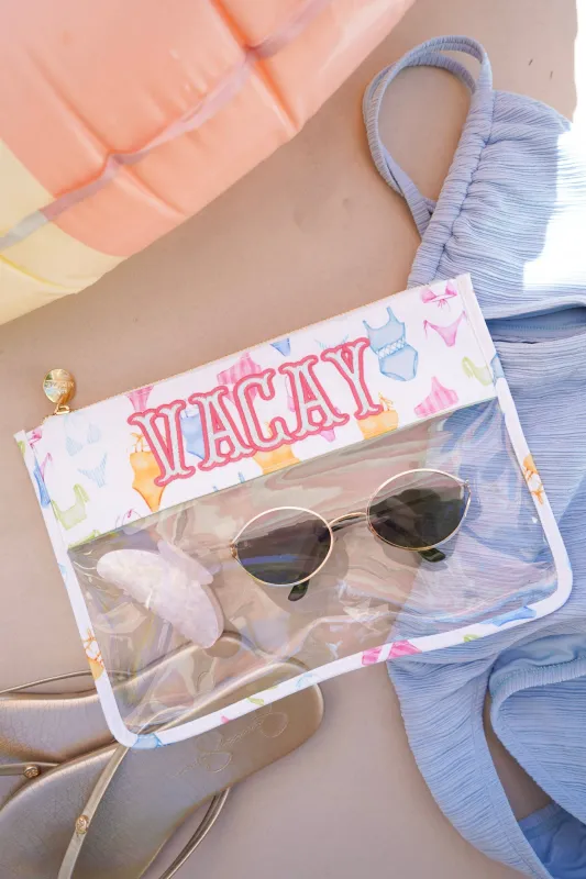 KenzKustomz Bikinis Clear Pouch - Vacay sold by Pink Lily