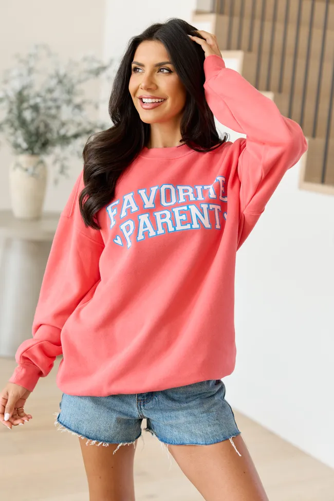 Favorite Parent Light Red Graphic Sweatshirt sold by Pink Lily product image thumbnail 4