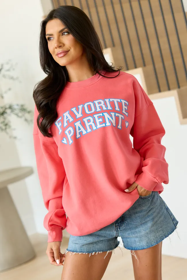 Favorite Parent Light Red Graphic Sweatshirt sold by Pink Lily