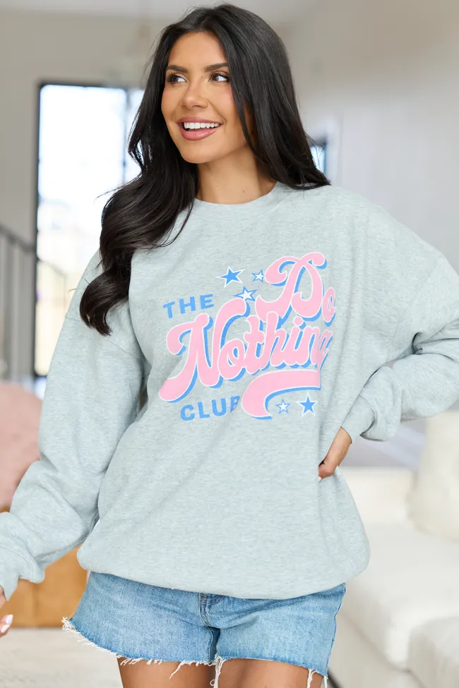 Do Nothing Club Light Grey Graphic Sweatshirt sold by Pink Lily product image thumbnail 3