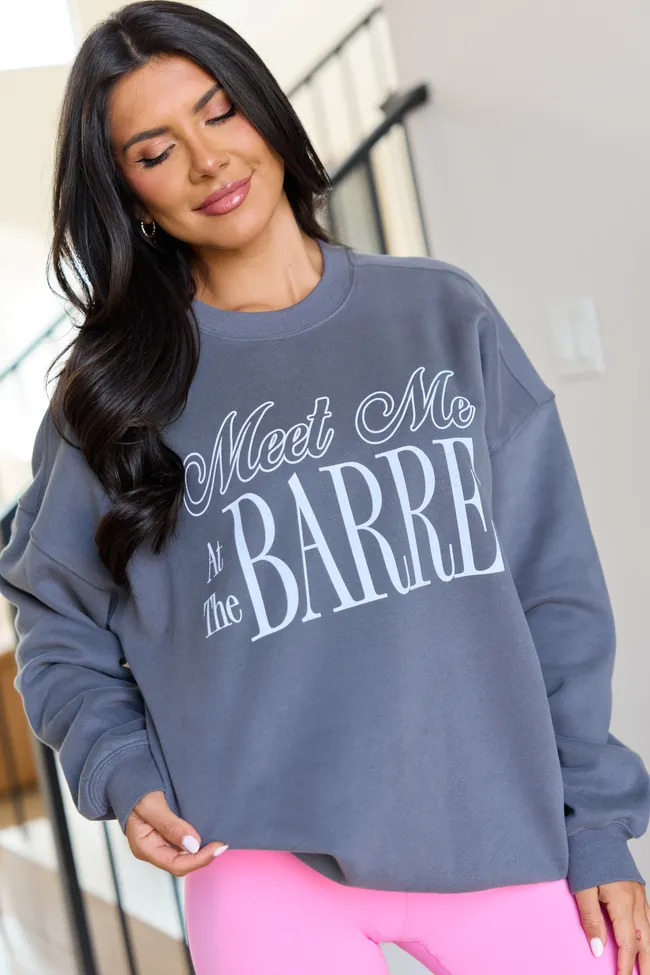 Meet Me At The Barre Dark Grey Graphic Sweatshirt sold by Pink Lily product image thumbnail 3