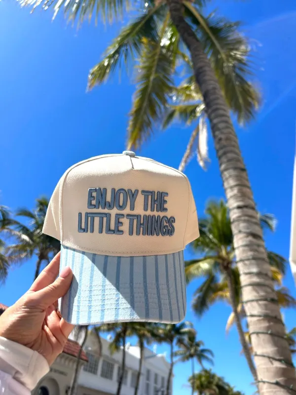 KenzKustomz Blue Stripe Vintage Trucker Hat - Enjoy the Little Things made by Pink Lily