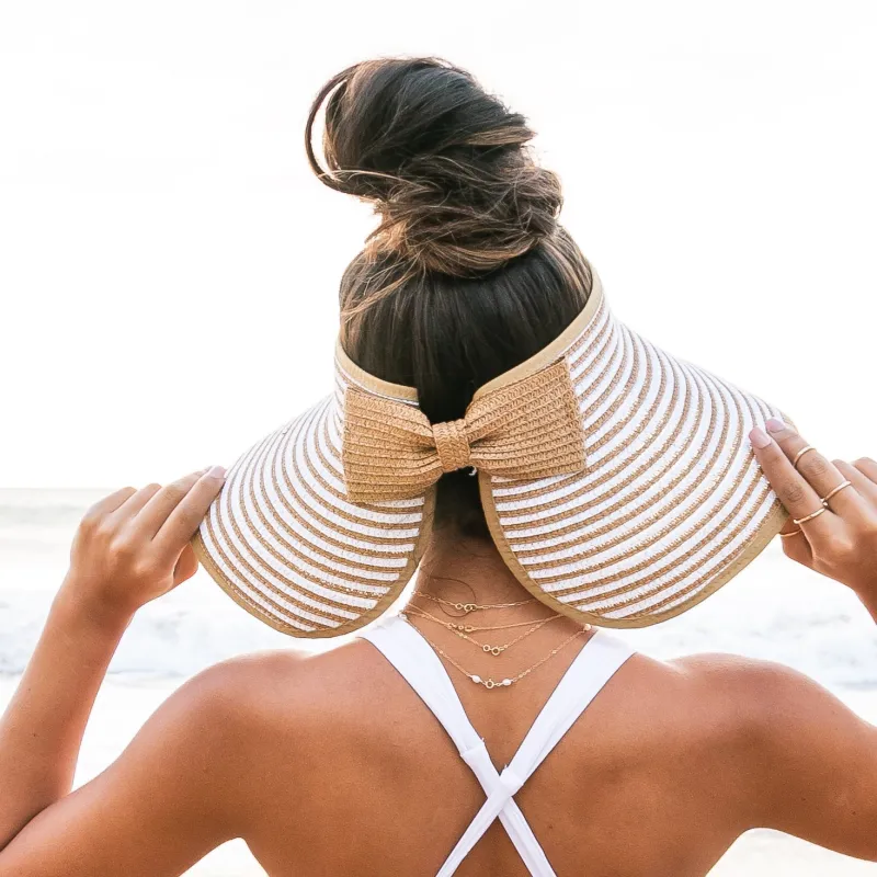 Foldable Bow Stripe Visor made by Pink Lily